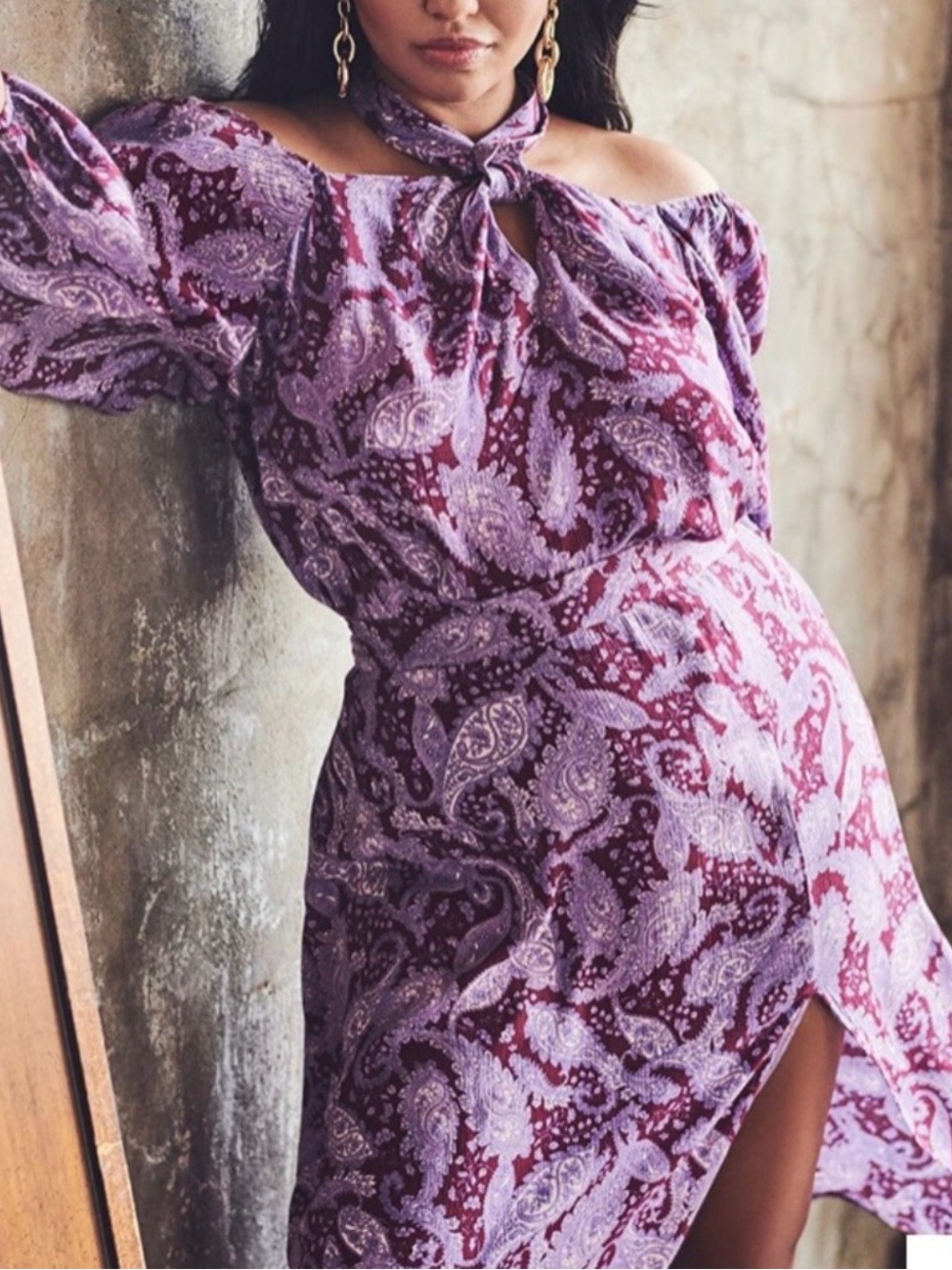 Eloquii EUC Purple Paisley Midi Skirt and Top Size 20
